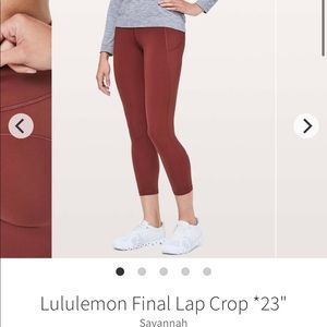 NWOT Lululemon Final Lap Crop 23” in Savannah